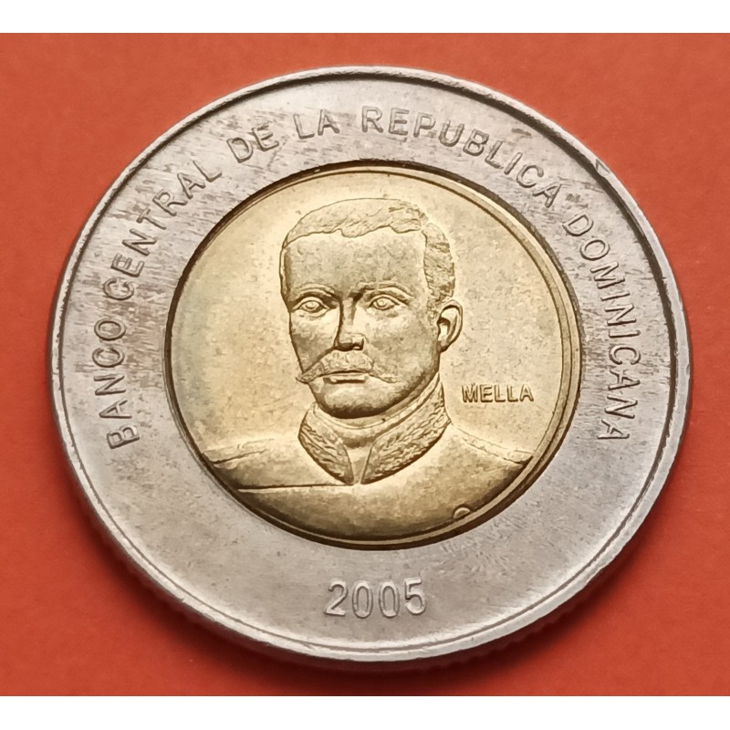 REPUBLICA DOMINICANA 10 PESOS 2005 GENERAL MELLA KM.106 MONEDA BIMETALICA EBC Dominican Republic