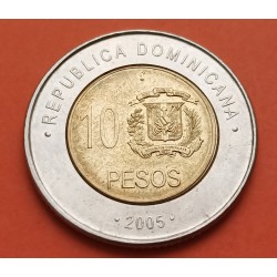 REPUBLICA DOMINICANA 10 PESOS 2005 GENERAL MELLA KM.106 MONEDA BIMETALICA EBC Dominican Republic