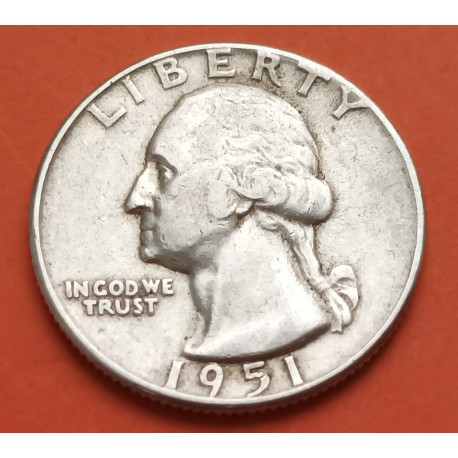 ESTADOS UNIDOS 1/4 DOLAR 1951 P PRESIDENTE GEORGE WASHINGTON KM.164 MONEDA DE PLATA MBC USA silver Quarter Dollar