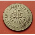 AURRERA 1 KILO 1937 @TIPO 1 CORTO@ FICHA DE SOCIEDAD COOPERATIVA DE CONSUMO MONEDA DE LATON EBC SESTAO VIZCAYA R/2