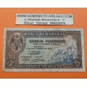 ESPAÑA 5 PESETAS 1940 ALCAZAR DE TOLEDO Serie E 8452909 Pick 123A BILLETE MUY CIRCULADO @ESCASO@ Spain banknote