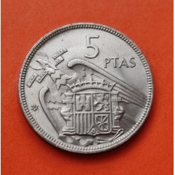 ESPAÑA 5 PESETAS 1957 * 62 FRANCO SIN CIRCULAR NICKEL SI PLUS