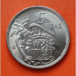 ESPAÑA 5 PESETAS 1957 * 66 FRANCO ESTADO ESPAÑOL KM.786 MONEDA DE NICKEL SC SI PLUS ULTRA Imperfecciones R/1