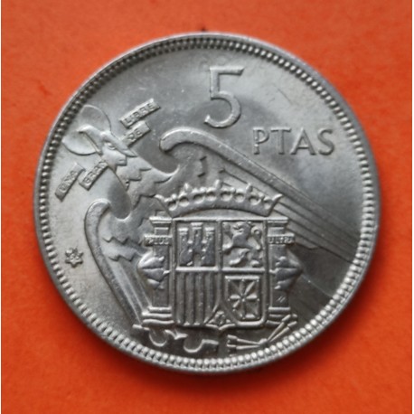 ESPAÑA 5 PESETAS 1957 * 62 FRANCO SIN CIRCULAR NICKEL SI PLUS