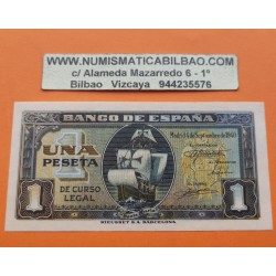 ESPAÑA 1 PESETA 1940 SEPTIEMBRE 4 CARABELA Serie F966 SC+