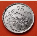 ESPAÑA 25 PESETAS 1957 * 71 FRANCISCO FRANCO ESTADO ESPAÑOL MONEDA DE NICKEL SC Leves imperfecciones SPAIN R/2