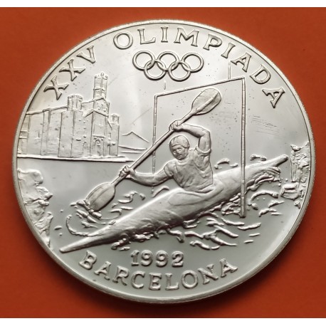 ANDORRA 20 DINERS 1989 PIRAGUISMO OLIMPIADA BARCELONA 1992 KM.57 MONEDA DE PLATA PROOF @IMPERFECCIONES@