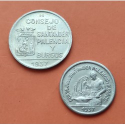 . SANTANDER PALENCIA y BURGOS 50 CENTIMOS 1937 LUJO ESPAÑA