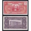 @RARO@ PARAGUAY 10 GUARANIES 1952 CARLOS ANTONIO LOPEZ Serie B...663 Pick 187 BILLETE SC UNC BANKNOTE