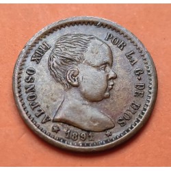 .MADRID módulo 1 PESETA 1891 PLATERIA GARCIA DE LA ROSA MONEDA DE COBRE EBC- FICHA NO COOPERATIVA PUBLICITARIA