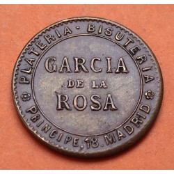 . FICHA 1 PESETA 1891 MADRID PLATERIA GARCIA DE LA ROSA TOKEN