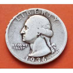 @RARA@ ESTADOS UNIDOS 1/4 DOLAR 1936 (P GEORGE WASHINGTON KM.164 MONEDA DE PLATA MBC USA silver Quarter Dollar
