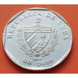 CARIBE 1 PESO 1994 JOSE MARTI y ESCUDO NACIONAL KM.347 MONEDA DE LATON EBC Caribe