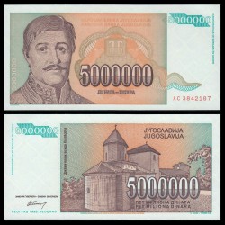 . YUGOSLAVIA 10000 DINARA 1993 Pick 129 MBC BILLETE DINAR