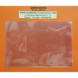PLASTICO PROTECTOR tamaño PEQUEÑO para BILLETES, FOTOS, POSTALES, DOCUMENTOS, COINCARDS 2 EUROS... ANCHO 140 mm x 95 mm ALTO