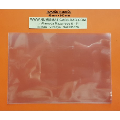 PLASTICO PROTECTOR tamaño PEQUEÑO para BILLETES, FOTOS, POSTALES, DOCUMENTOS, COINCARDS 2 EUROS... ANCHO 140 mm x 95 mm ALTO