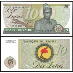. ZAIRE 10 DIX ZAIRES 1985 GENERAL Pick 27 SC BILLETE BANQUE DU