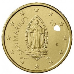 1 coin x SAN MARINO 50 CENTIMOS 2022 @2ª MODELO - NUEVO DISEÑO@ SANTO EN VENTANA MONEDA DE LATON SC