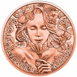 . 3ª moneda x AUSTRIA 10 EUROS 2022 FLOR CALENDULA Serie THE LANGUAJE OF FLOWERS COBRE SC Osterreich RINGELBLUME