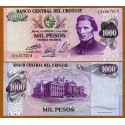 URUGUAY 1000 PESOS 1992 ARTIGAS y PALACIO Color MORADO Pick 52AB BILLETE SC UNC BANKNOTE