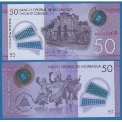 . NICARAGUA 50 CORDOBAS 2011 BANCO CENTRAL y FLORES Pick 211 BILLETE SC DE PLASTICO Polymer UNC BANKNOTE