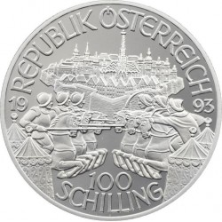 AUSTRIA 100 SCHILLINGS 1993 KAISER LEOPOLD I KM.3009 MONEDA DE PLATA PROOF ESTUCHE Osterreich silver
