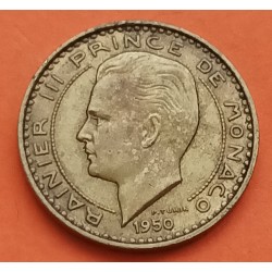 MONACO 10 FRANCOS 1950 PRINCIPE RAINIERO III KM.130 MONEDA DE LATON EBC- Principado de 10 Francs