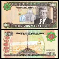 TURKMENISTAN 10000 MANAT 2003 MONOLITO DEL ORGULLO y PRESIDENTE Pick 15 BILLETE SC UNC BANKNOTE