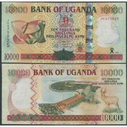 UGANDA 10000 SHILLINGS 2008 TOTEMS, PRESA FLUVIAL y VENADO Pick 45B BILLETE SC Africa UNC BANKNOTE