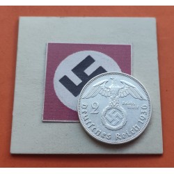 ALEMANIA 2 MARCOS 1936 J AGUILA ESVASTICA NAZI PLATA III REICH 2