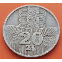 POLONIA 20 ZLOTY 1973 MW RASCACIELOS y CASCADA Pick 67 MONEDA DE NICKEL MBC Poland 20 Zlotych