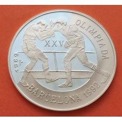 CUBA 5 PESOS 1989 JUEGOS OLIMPICOS BARCELONA 1992 BOXEO KM.224 MONEDA DE PLATA PROOF 1/2 ONZA OZ Caribe silver coin