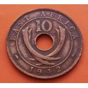 AFRICA DEL ESTE 10 CENTIMOS 1942 CUERNOS DE ELEFANTE JORGE VI KM.26.1 MONEDA DE BRONCE MBC British East Africa WWII