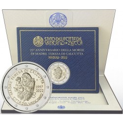 . 1 acoin VATICANO 2 EUROS 2022 TERESA DE CALCUTA 1ª MONEDA CONMEMORATIVA ESTUCHE COINCARD