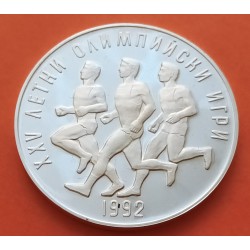 BULGARIA 25 LEVA 1990 OLIMPIADA BARCELONA 1992 KM.196 MONEDA DE PLATA PROOF Bulgarien