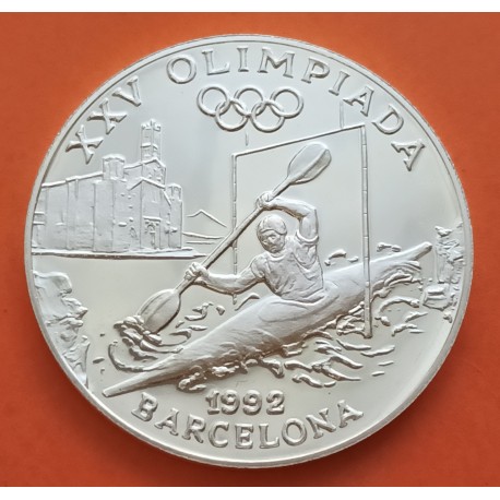 ANDORRA 20 DINERS 1989 PIRAGUISMO OLIMPIADA BARCELONA 1992 KM.57 MONEDA DE PLATA PROOF