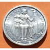 NUEVA CALEDONIA 50 CENTIMOS 1949 PAJARO y MINERVA KM.1 MONEDA DE ALUMINIO SC Nouvelle Caledonie IEOM