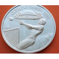 SAMOA i SISIFO 10 TALA 1992 LANZAMIENTO DE PESO OLIMPIADA BARCELONA KM.86 MONEDA DE PLATA PROOF 10 DOLARES 1992