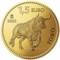 . 1 coin x España 1,5 EURO 2022 TORO y COLUMNARIO @1 ONZA DE ORO PURO 999,9@ 15.000 Monedas 1,50 EUROS GOLD BULLION COIN