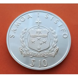 WESTERN SAMOA 10 DOLARES 1991 OLIMPIADA DE BARCELONA 1992 JABALINA KM.85 MONEDA DE PLATA PROOF Samoa i Sisifo 10 Tala