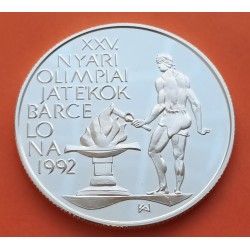 HUNGRIA 500 FORINT 1989 ANTORCHA OLIMPIADA BARCELONA 1992 KM.671 MONEDA DE PLATA PROOF Hungary silver