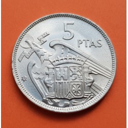 ESPAÑA 5 PESETAS 1957 * 67 ESTADO ESPAÑOL FRANCISCO FRANCO PLUS borroso / ULTRA perfecto KM.786 MONEDA DE NICKEL SC