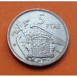 ESPAÑA 5 PESETAS 1957 * 68 FRANCO SIN CIRCULAR NICKEL SI PLUS