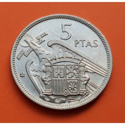 ESPAÑA 5 PESETAS 1957 * 69 FRANCO SIN CIRCULAR NICKEL SI PLUS