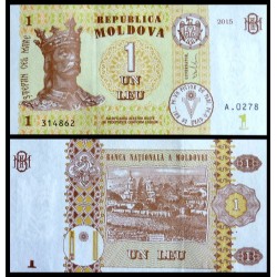 MOLDAVIA 1 LEI 2015 REY ESTEBAN y PALACIO Pick 8A BILLETE SC Moldova Republic UNC BANKNOTE