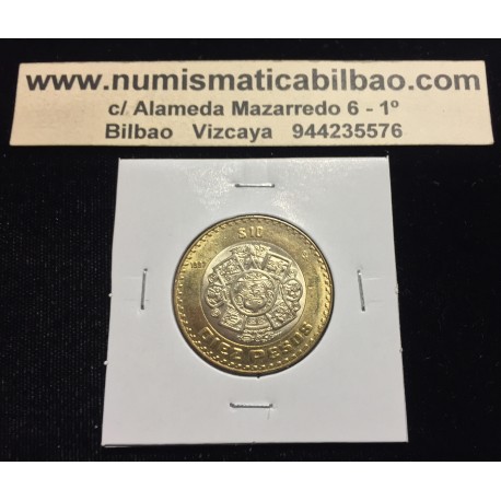 MEXICO 10 PESOS 1997 CALENDARIO AZTECA KM.616 MONEDA BIMETALICA MBC +Mejico