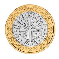 FRANCIA 1 EURO 2000 ARBOL y CARACTERES MONEDA BIMETALICA SC France coin 2º AÑO DE EMISIÓN