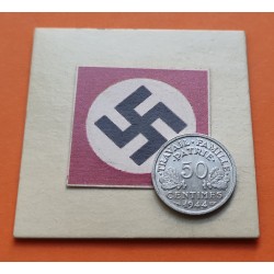 FRANCIA 50 CENTIMOS 1944 C (Castelsarrasin) Tipo BAZOR KM.914.2 MONEDA DE ALUMINIO OCUPACION NAZI III REICH WWII France