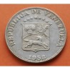 VENEZUELA 12 1/2 CENTIMOS DE BOLIVAR 1958 ESCUDO NACIONAL KM.39 MONEDA DE NICKEL MBC