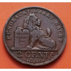 BELGICA 2 CENTIMOS 1911 DER BELGEN LEON EPOCA DEL REY ALBERTO I KM.64 MONEDA DE COBRE MBC- Belgium 2 Centimes